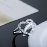 Sterling Silver Dolphin Hearts Ring for Woman Engagement Wedding