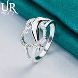 Sterling Silver Dolphin Hearts Ring for Woman Engagement Wedding