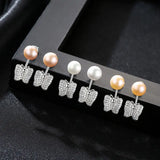 925 Silver Pearl Earrings Butterfly Studs for Women