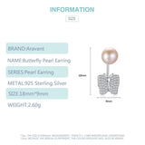 925 Silver Pearl Earrings Butterfly Studs for Women