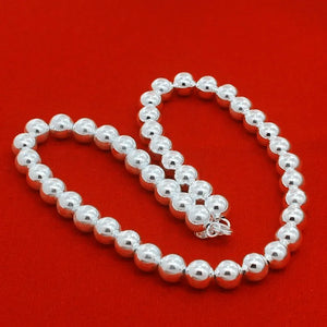 925 Silver 8mm Bead Necklace Classic Style