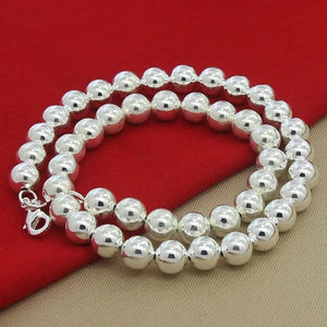 925 Silver 8mm Bead Necklace Classic Style