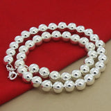 925 Silver 8mm Bead Necklace Classic Style