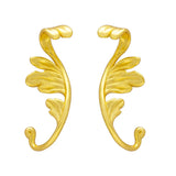 925 Silver Acanthus Leaf Stud Earrings 18k Plating for Women
