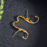 925 Silver Acanthus Leaf Stud Earrings 18k Plating for Women