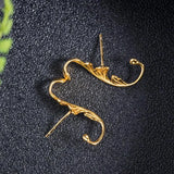 925 Silver Acanthus Leaf Stud Earrings 18k Plating for Women