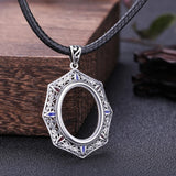 925 Sterling Silver Ellipse Shape Pendant Blank Tray for Jewelry Accessories