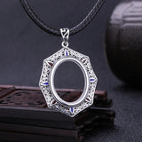 925 Sterling Silver Ellipse Shape Pendant Blank Tray for Jewelry Accessories