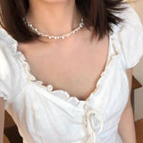 Baroque Freshwater Pearl Choker Necklace Women Femme Clavicle Accessories