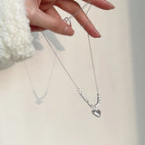 925 Silver Bead Heart Pendant Necklace For Women