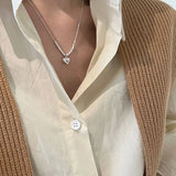 925 Silver Bead Heart Pendant Necklace For Women