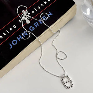 925 Silver Bead Pig Nose Pendant Necklace Women Accessories