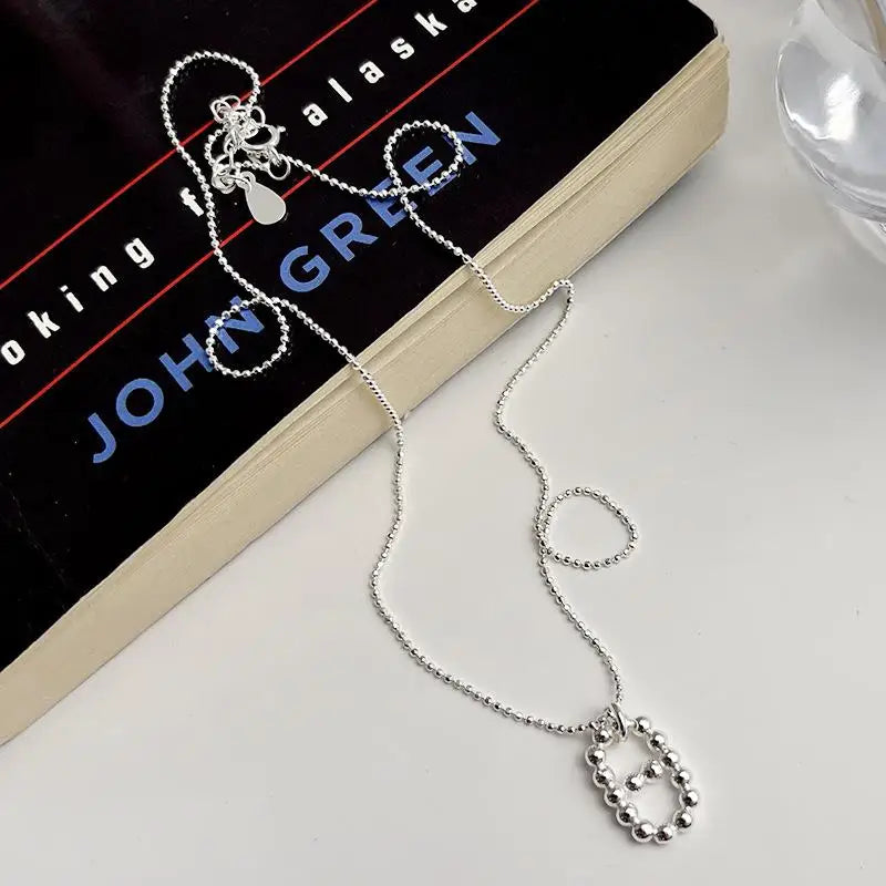 925 Silver Bead Pig Nose Pendant Necklace Women Accessories
