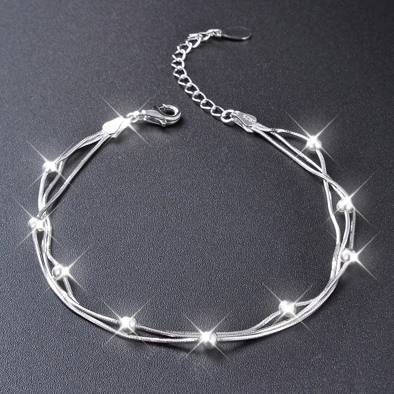 925 Silver Beads Bracelet For Women Lucky Charm Chains Female Chain