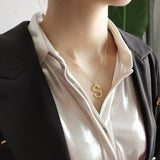925 Silver Alphabet Letter S Bamboo Initial Necklace Personalized Gift Pendant
