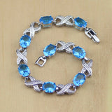 925 Silver CZ Zircon Chain Bracelet For Women Free Box (S105)