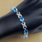925 Silver CZ Zircon Chain Bracelet For Women Free Box (S105)