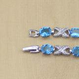 925 Silver CZ Zircon Chain Bracelet For Women Free Box (S105)