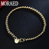 925 Silver Bracelet 4mm Round Ball Charm Bracelet