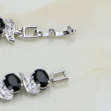 925 Silver CZ Link Chain Charm Bracelet for Women
