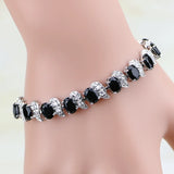 925 Silver CZ Link Chain Charm Bracelet for Women