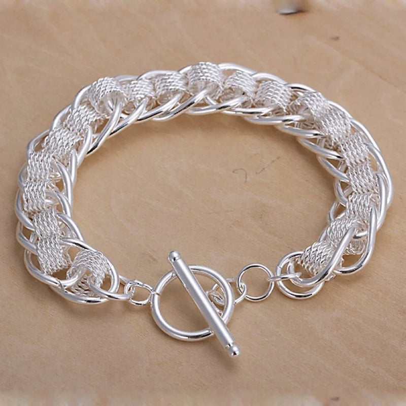 925 Sterling Silver Bracelet Solid Chain Charm Lady Wedding