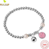 925 Sterling Silver Smiley Beaded Bracelet Candy Colors for Women