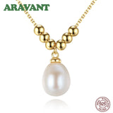 925 Silver Bead Pearl Necklace Wedding Charm Jewelry