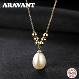 925 Silver Bead Pearl Necklace Wedding Charm Jewelry