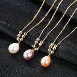 925 Silver Bead Pearl Necklace Wedding Charm Jewelry
