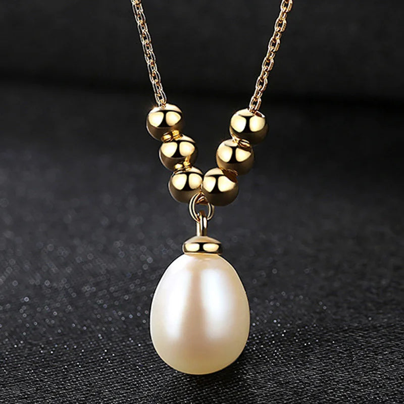 925 Silver Bead Pearl Necklace Wedding Charm Jewelry