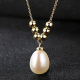 925 Silver Bead Pearl Necklace Wedding Charm Jewelry