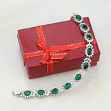 925 Silver Green Cubic Zirconia Bracelet Christmas Gift