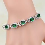 925 Silver Green Cubic Zirconia Bracelet Christmas Gift