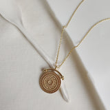 925 Silver Classical Pattern Coin Pendant Necklace Women Jewelry