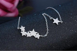 925 Silver Crystal Stars Necklace Sparkling Pendant S-n29