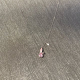 925 Silver Pink Rabbit CZ Pendant Necklace for Girls