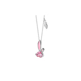 925 Silver Pink Rabbit CZ Pendant Necklace for Girls