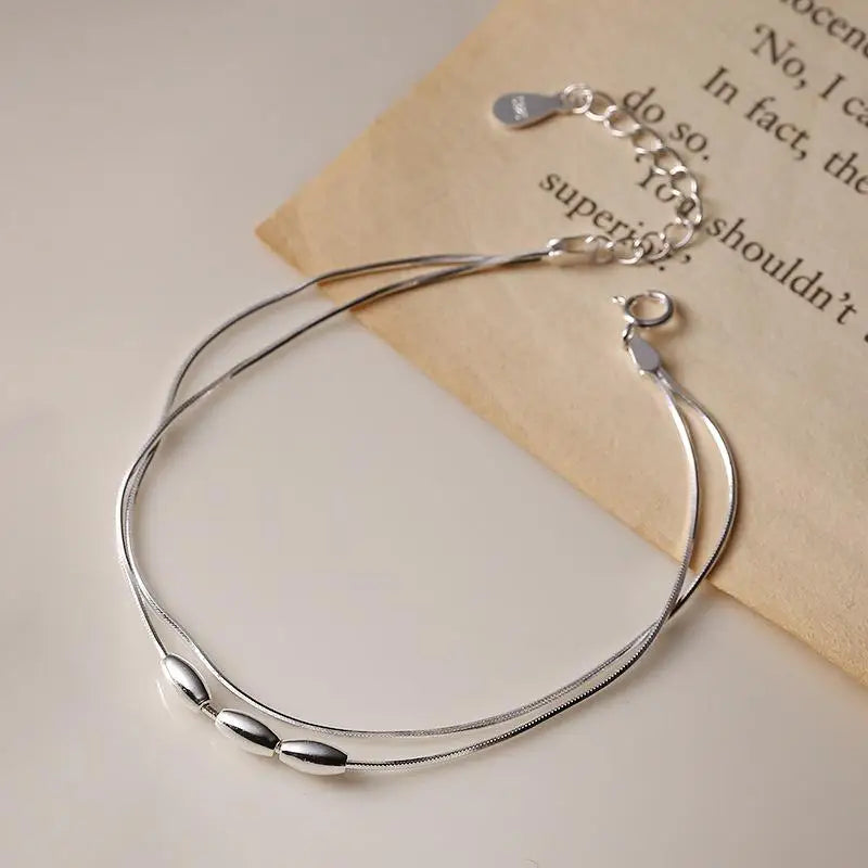 925 Silver Double Layer Snake Bone Chain for Women