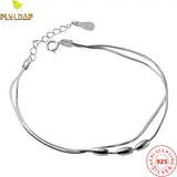 925 Silver Double Layer Snake Bone Chain for Women