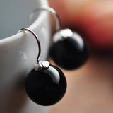925 Silver Green Agate Drop Earrings Natural Stone Beads