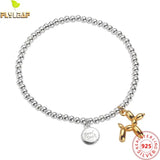 925 Silver Balloon Dog Bracelet Beaded Women's Accessory