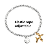 925 Silver Balloon Dog Bracelet Beaded Women's Accessory