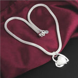 925 Sterling Silver Heart Pendant Necklace Wedding Jewelry
