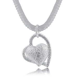 925 Sterling Silver Heart Pendant Necklace Wedding Jewelry