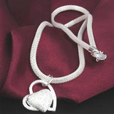 925 Sterling Silver Heart Pendant Necklace Wedding Jewelry