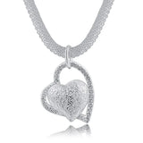 925 Sterling Silver Heart Pendant Necklace Wedding Jewelry