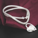 925 Sterling Silver Heart Pendant Necklace Wedding Jewelry