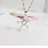 925 Silver Star Pearl Pendant Necklace for Women