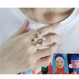925 Silver Star Pearl Pendant Necklace for Women
